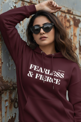 Women's Fearless Maroon Oversized Hooded Sweatshirt