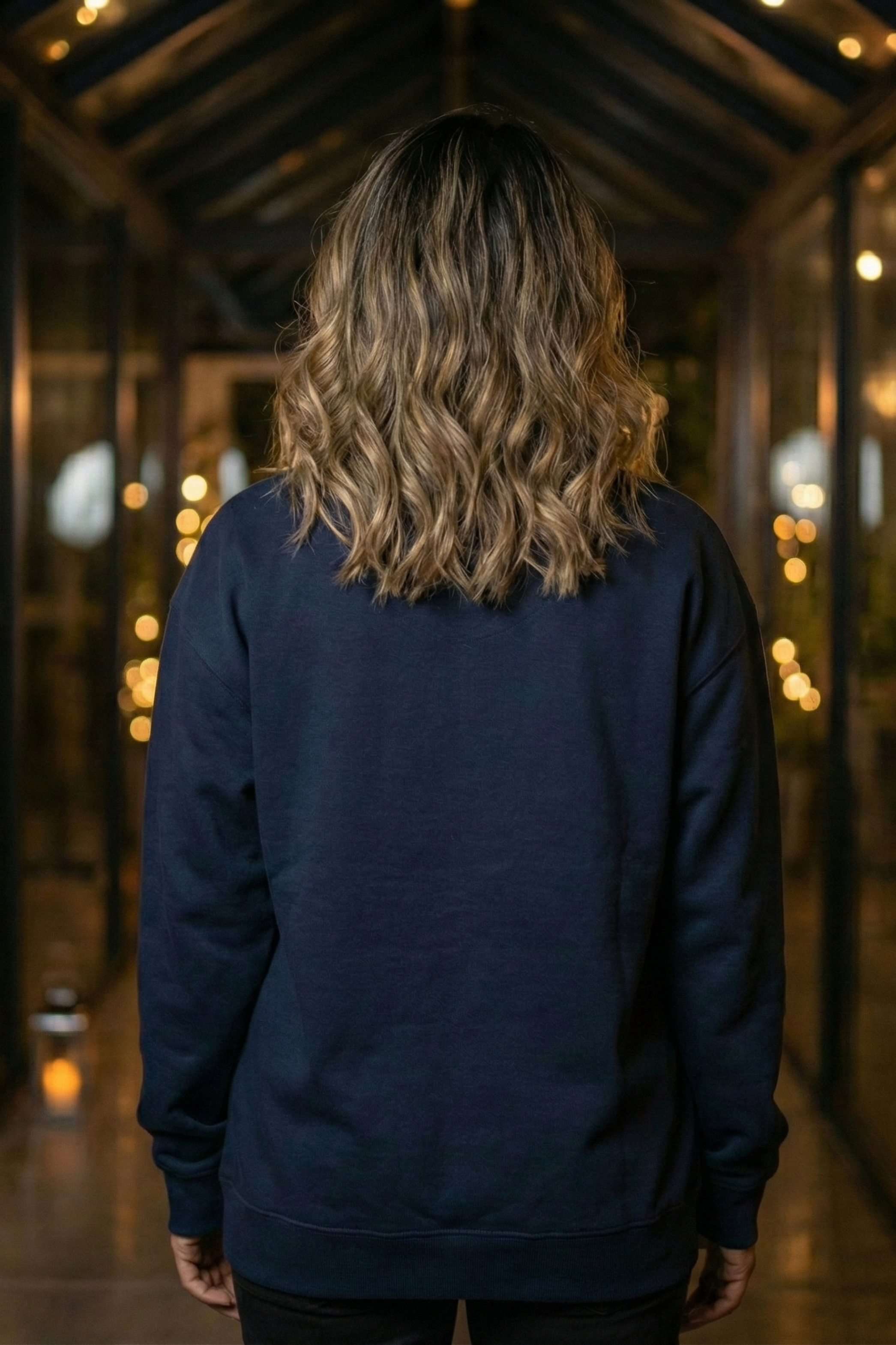 Women's Navy Blue Gingerbread Man and Star Cookies Oversized Sweatshirt