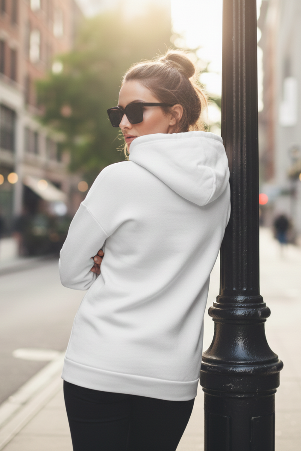 Women's Drapelet White Hooded Sweatshirt