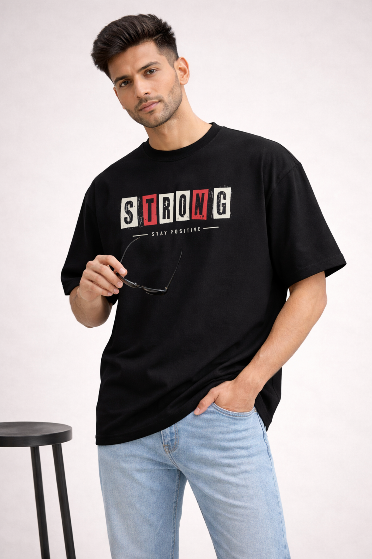 Men's Strong – Stay Positive Quote Classic Oversized T-Shirt