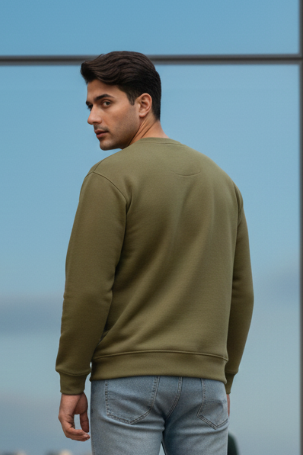 Men's Plain Olive Green Sweatshirt