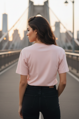Women's "Drapelet Fashion" Graphic Light Baby Pink T-Shirt