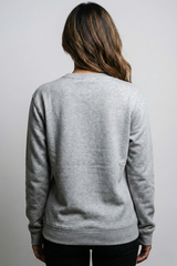 Women's Grey Melange Retro Dreams & Magic Sleeve Print Sweatshirt