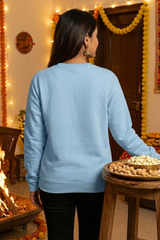 Women's Baby Blue Gajak, Moongphali & Bhangra – Cotton Sweatshirt