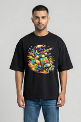 Men's Holi Vibes Scooter Dog – Classic Oversized Black T-Shirt