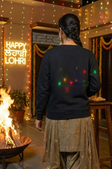 Women's Navy Blue Bonfire & Chill – Lohri Edition Cotton Sweatshirt