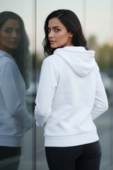 Women's Plain White Zipped Hoodie
