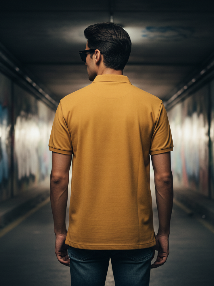 Men's Mustard Yellow Polo Half Sleeve T-shirt