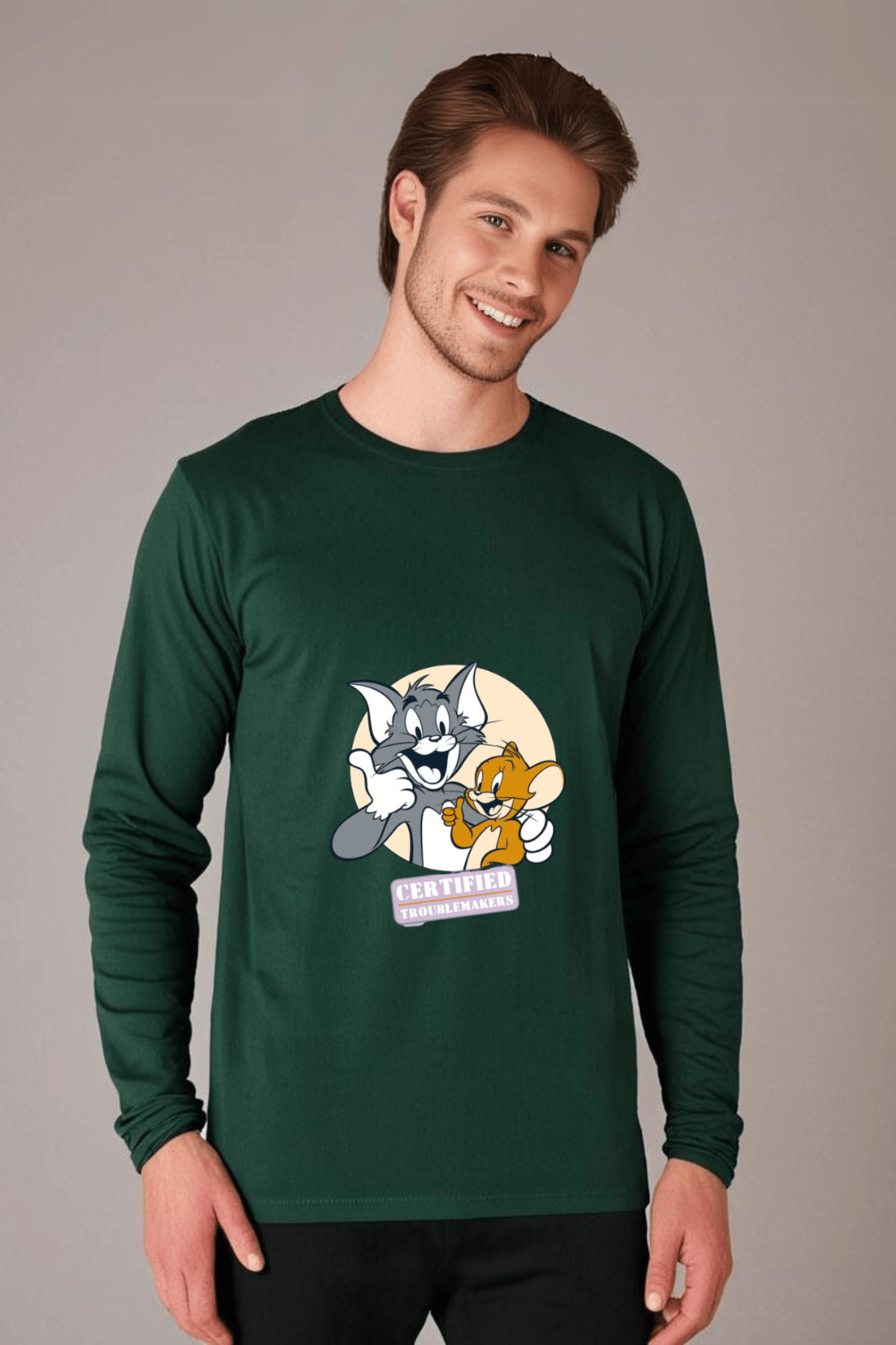 Men's Round Neck Full Sleeve Tom & Jerry T-Shirt