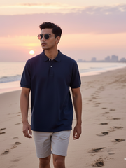 Men's Navy Blue Polo Half Sleeve T-shirt