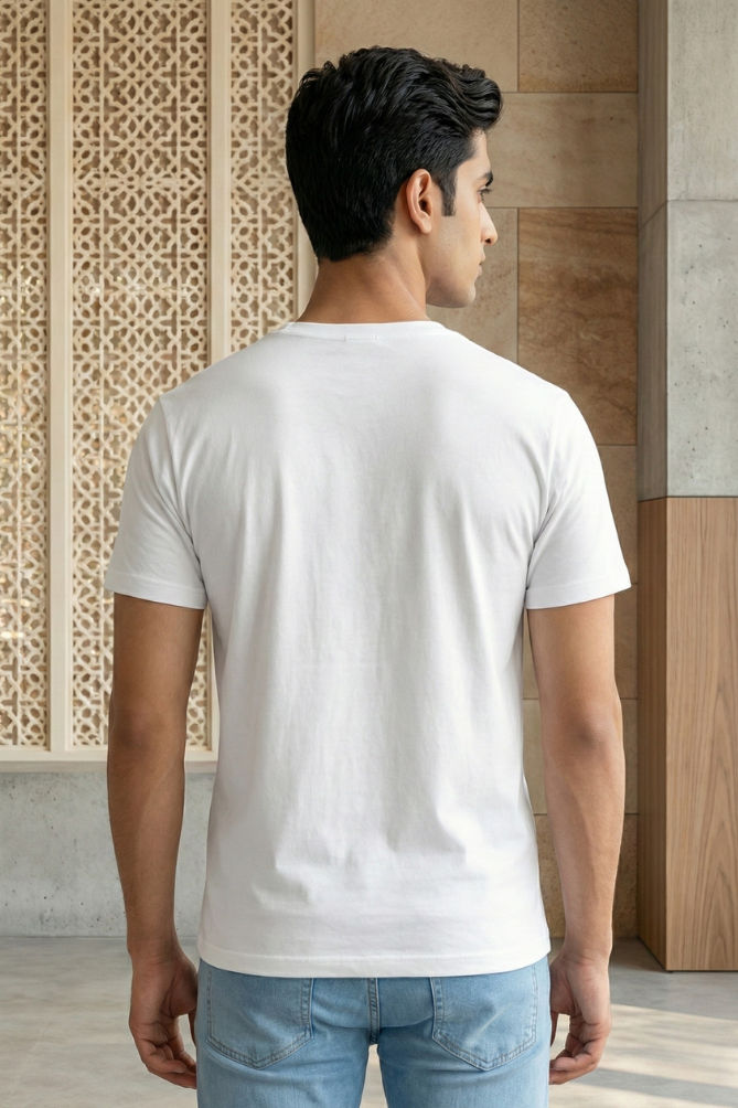 Men's Tricolour Brush Art with Ashoka Chakra Classic Crew T-Shirt