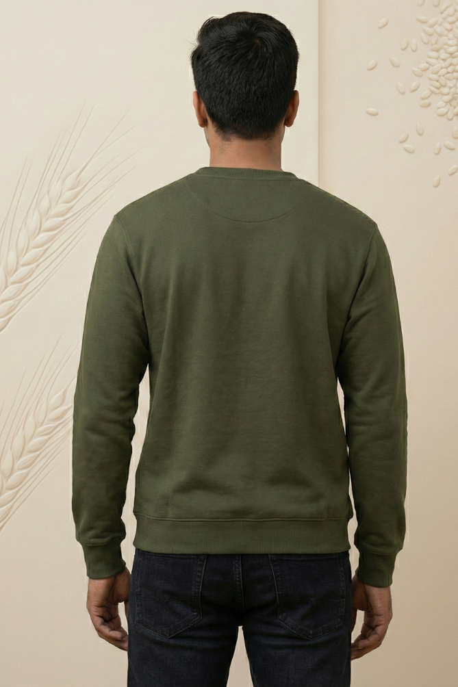 Men's Olive Green Bonfire & Chill – Lohri Edition Cotton Sweatshirt