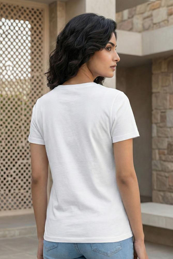 Women's Tricolour Brush Art with Ashoka Chakra Classic Crew T-Shirt
