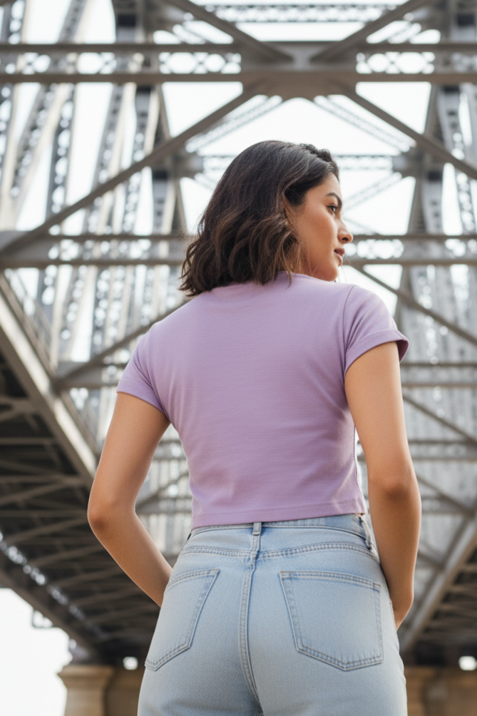 Women's Drapelet Lavendar Crop Top