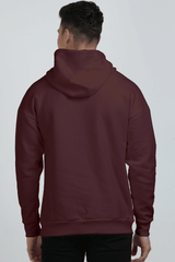 Men's Shark Typography Maroon Oversized Hooded Sweatshirt