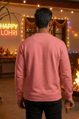 Men's Coral Pop Goes the Lohri – Festive Cotton Sweatshirt