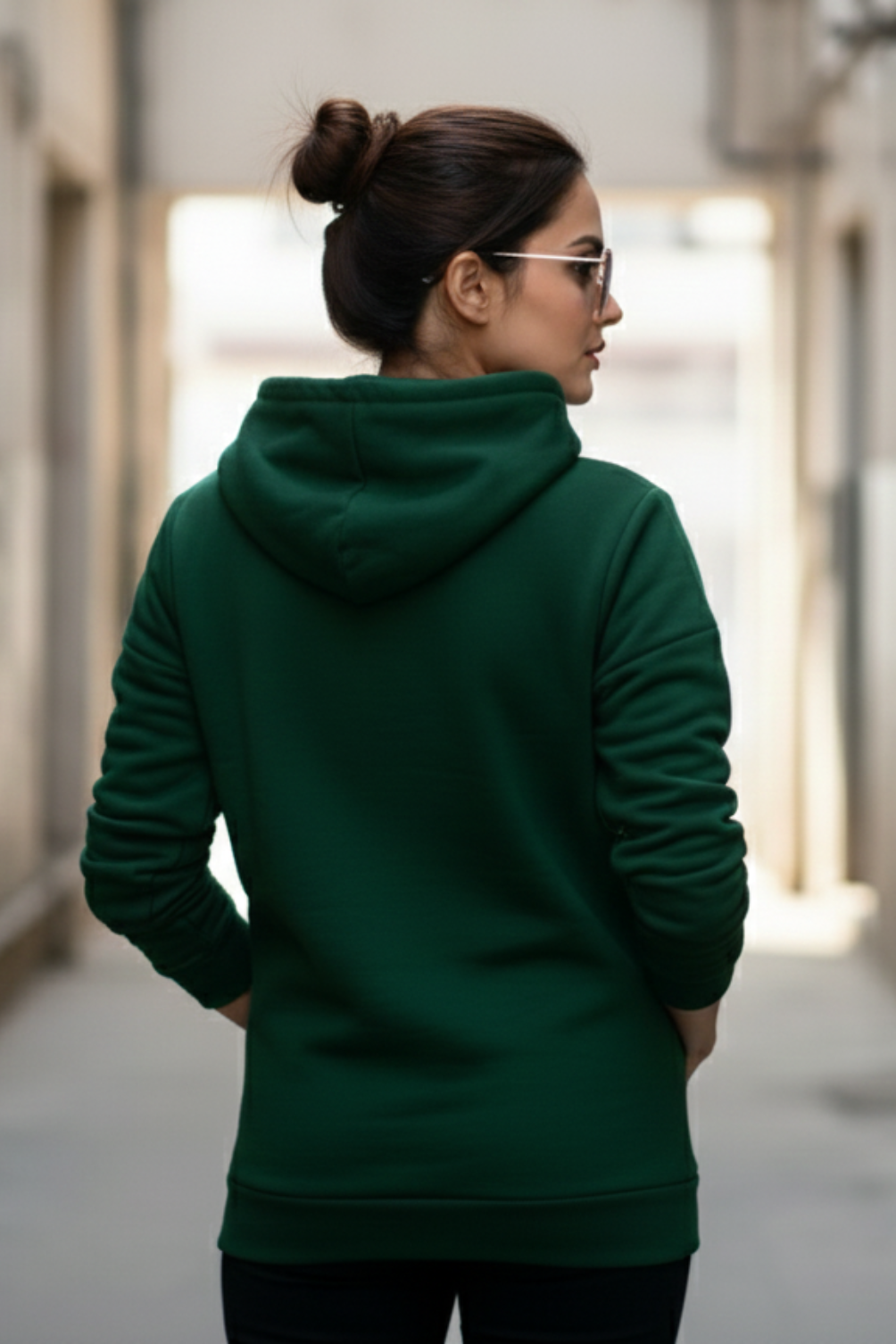 Women's Stand Out Bottle Green Oversized Hooded Sweatshirt
