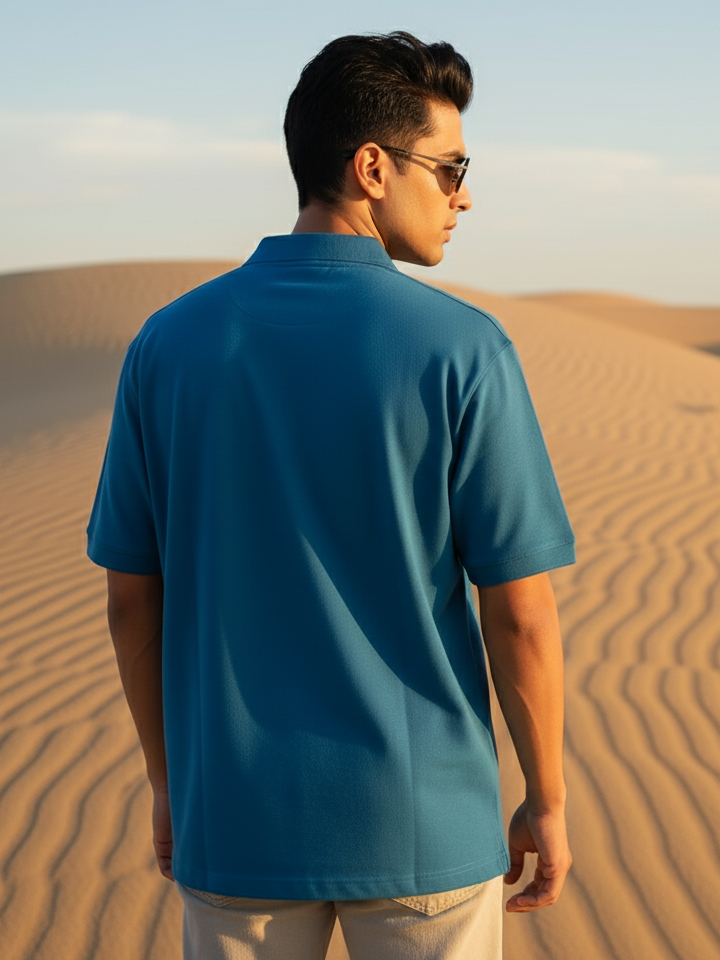Men's Petrol Blue Polo Half Sleeve T-shirt