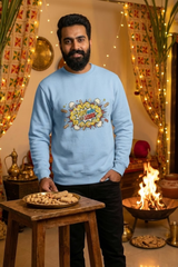 Men's Baby Blue Pop Goes the Lohri – Festive Cotton Sweatshirt