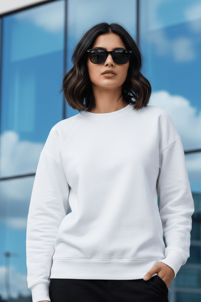 Women's Plain White Sweatshirt