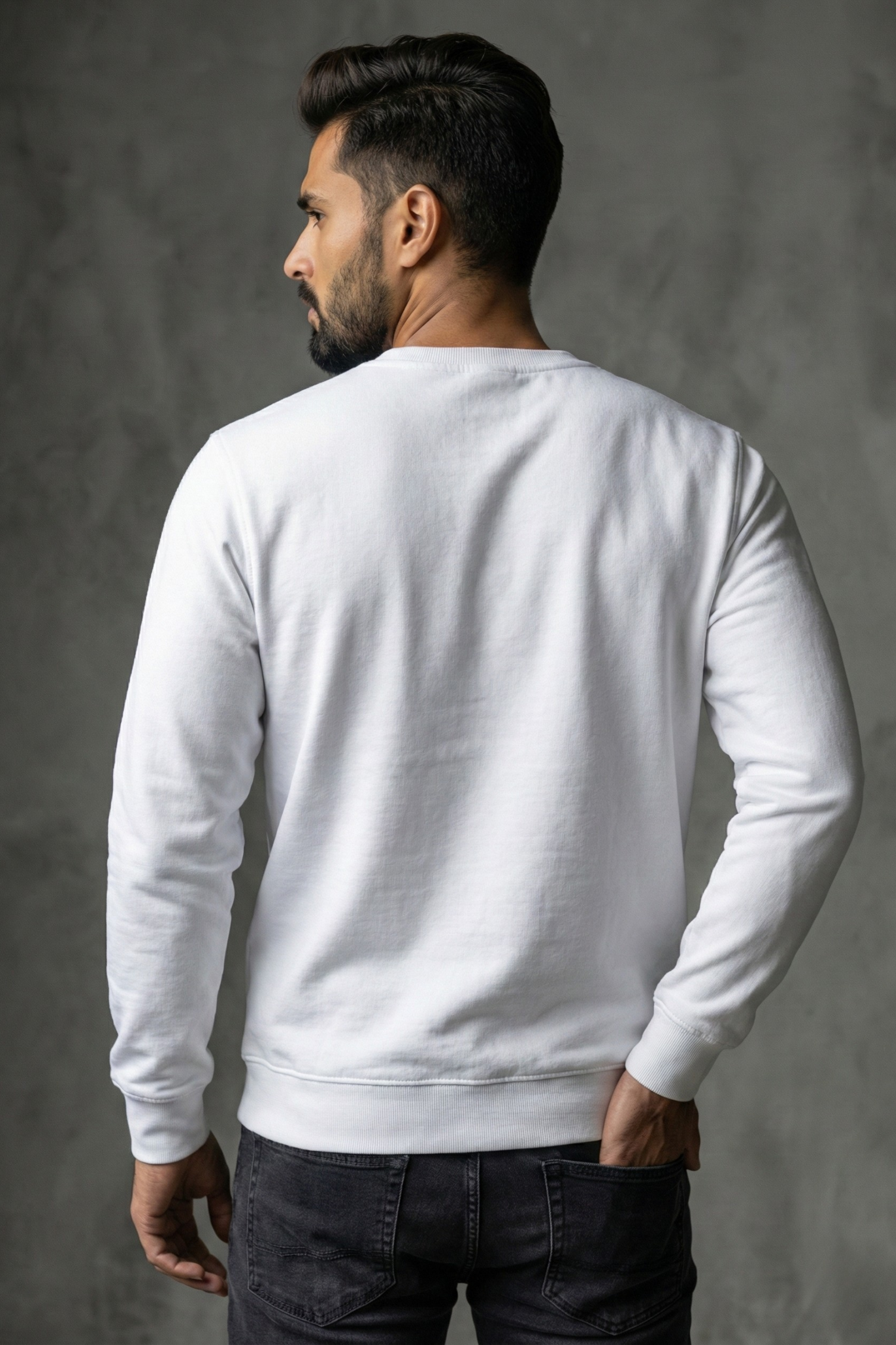 Men's White Biker Skull Graphic Sweatshirt