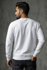 Men's White Biker Skull Graphic Sweatshirt