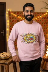Men's Baby Pink Pop Goes the Lohri – Festive Cotton Sweatshirt