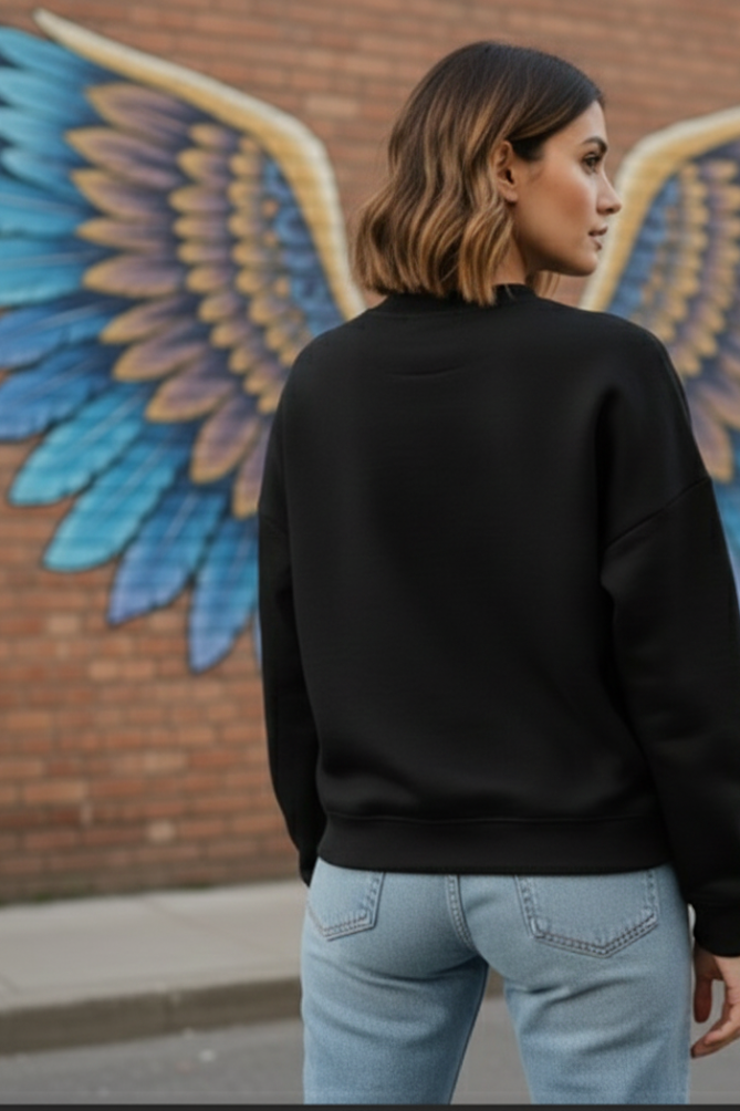Women's Plain Black Sweatshirt
