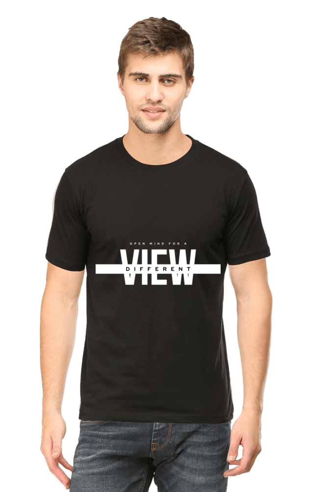 Men's Round Neck Half Sleeve Different View T-Shirt