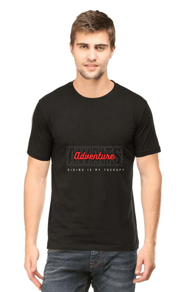 Men's Round Neck Half Sleeve Adventure Quote T-Shirt