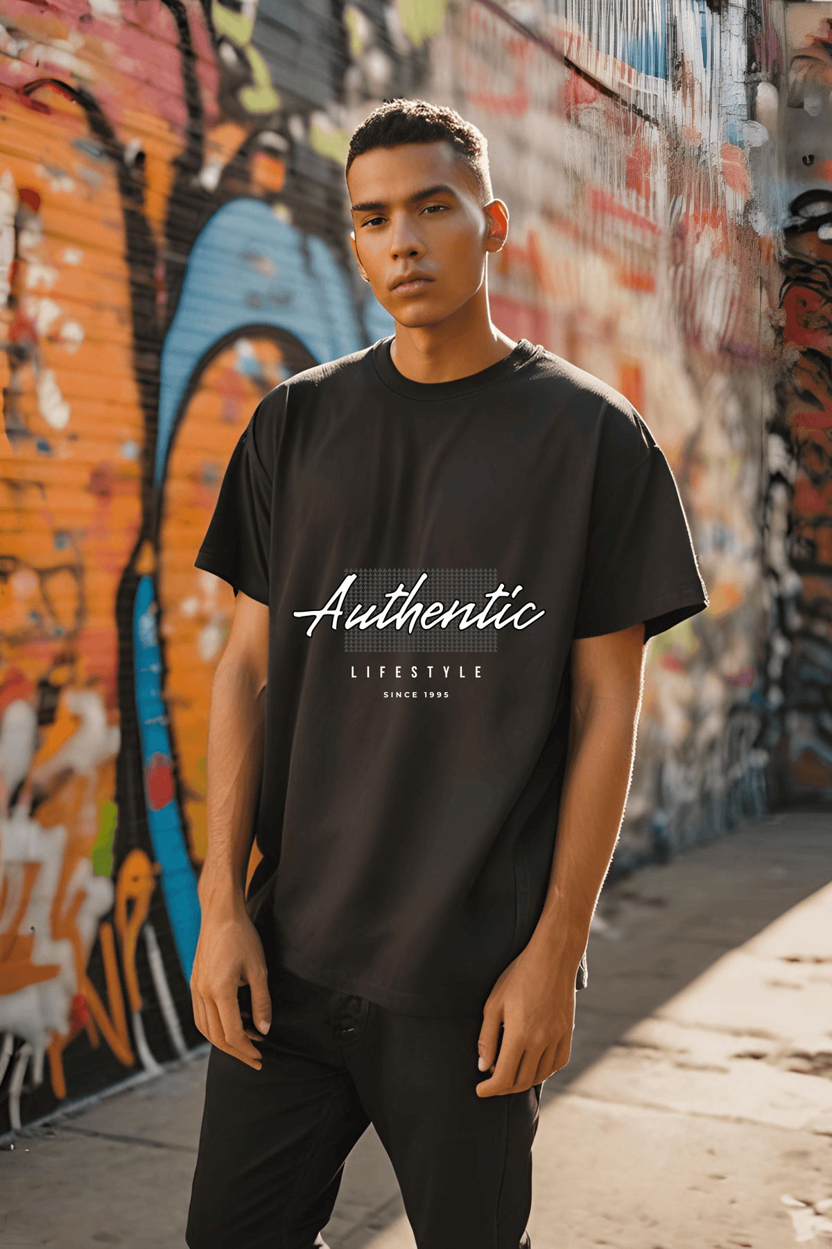 Unisex Black Round Neck Half Sleeve Authentic Oversized T-shirt