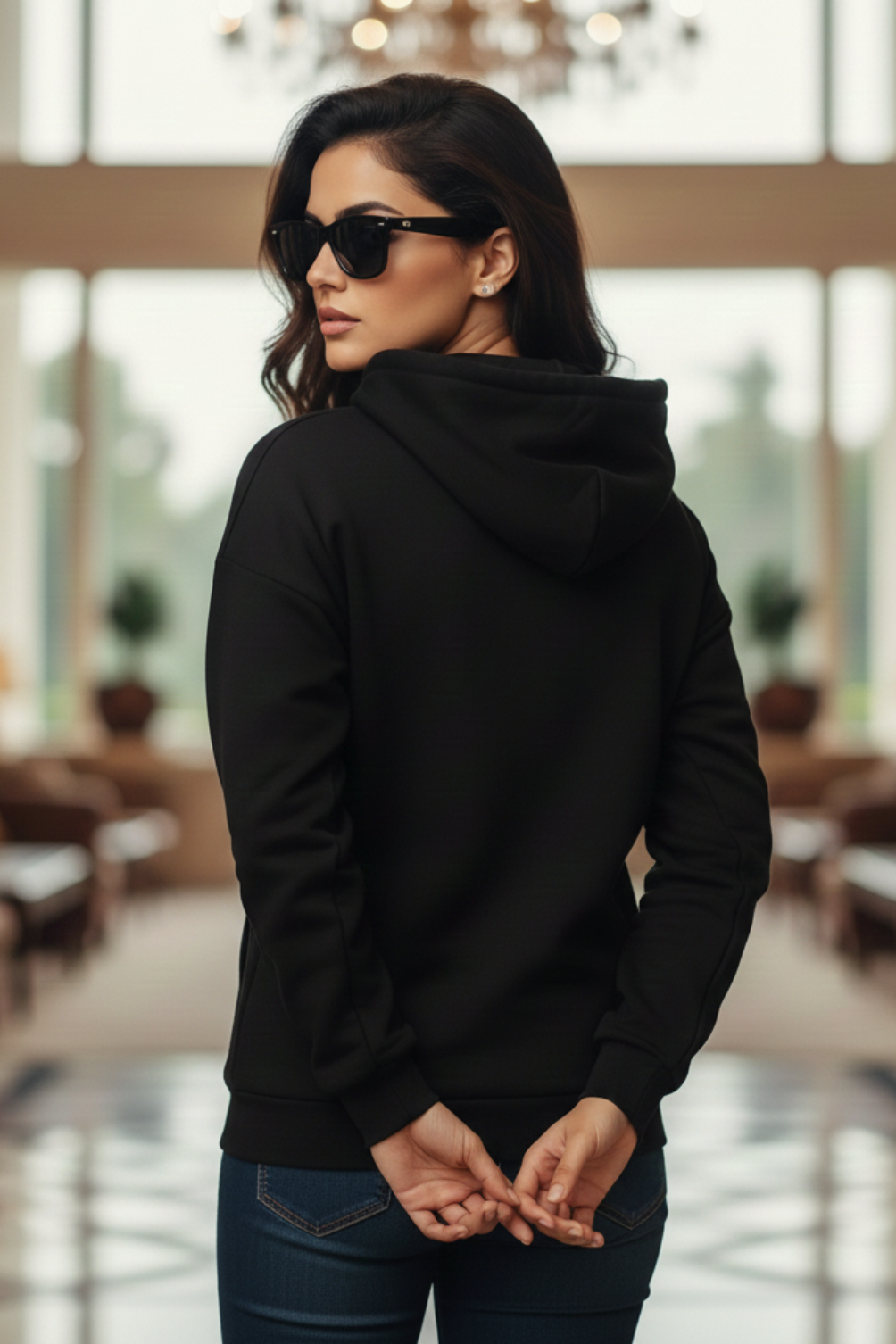 Women's Fearless Black Oversized Hooded Sweatshirt