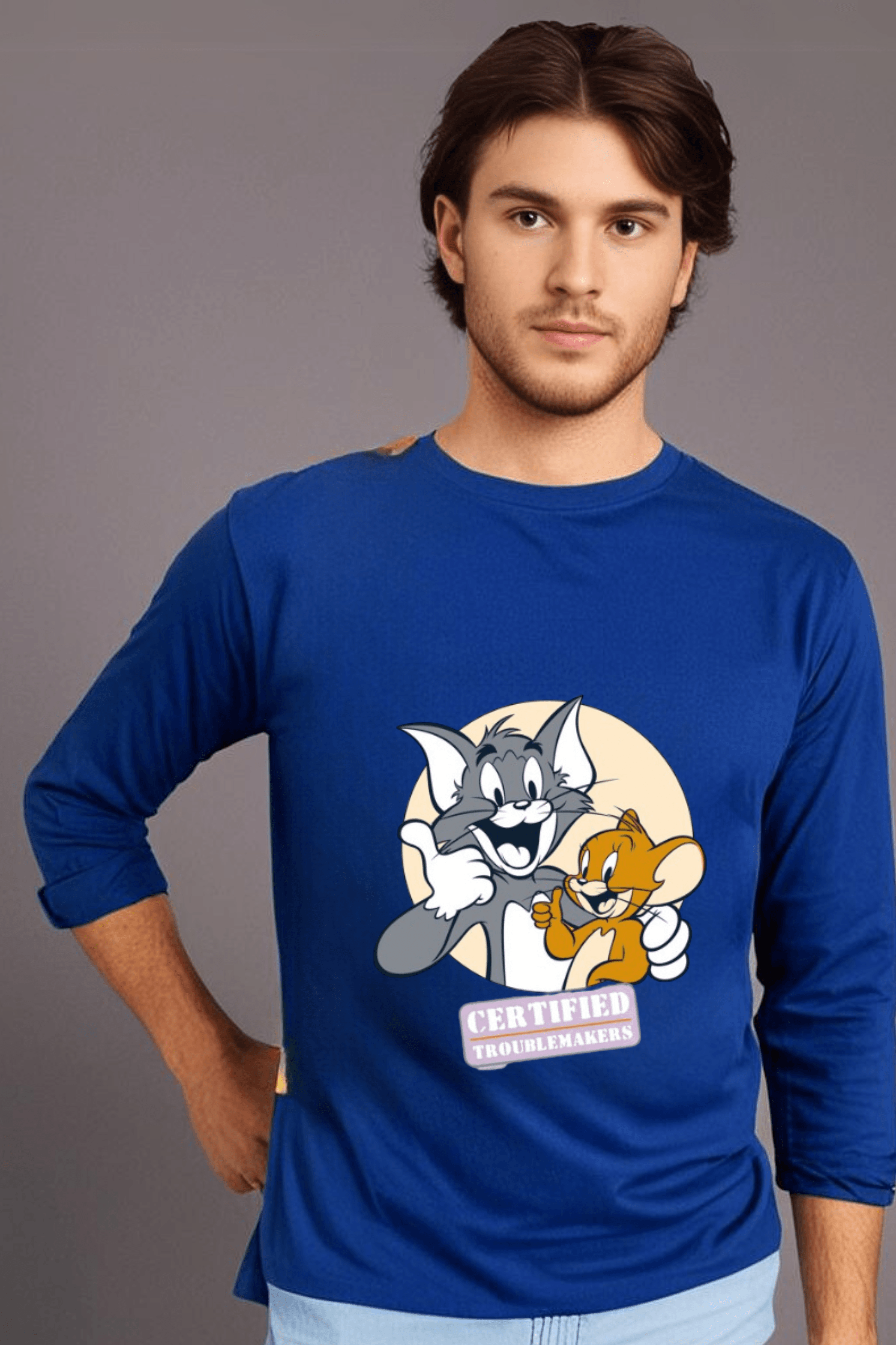 Men's Round Neck Full Sleeve Tom & Jerry T-Shirt