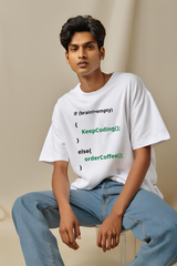 Unisex White Funny Programming Quote Terry Cotton Oversized T-shirt