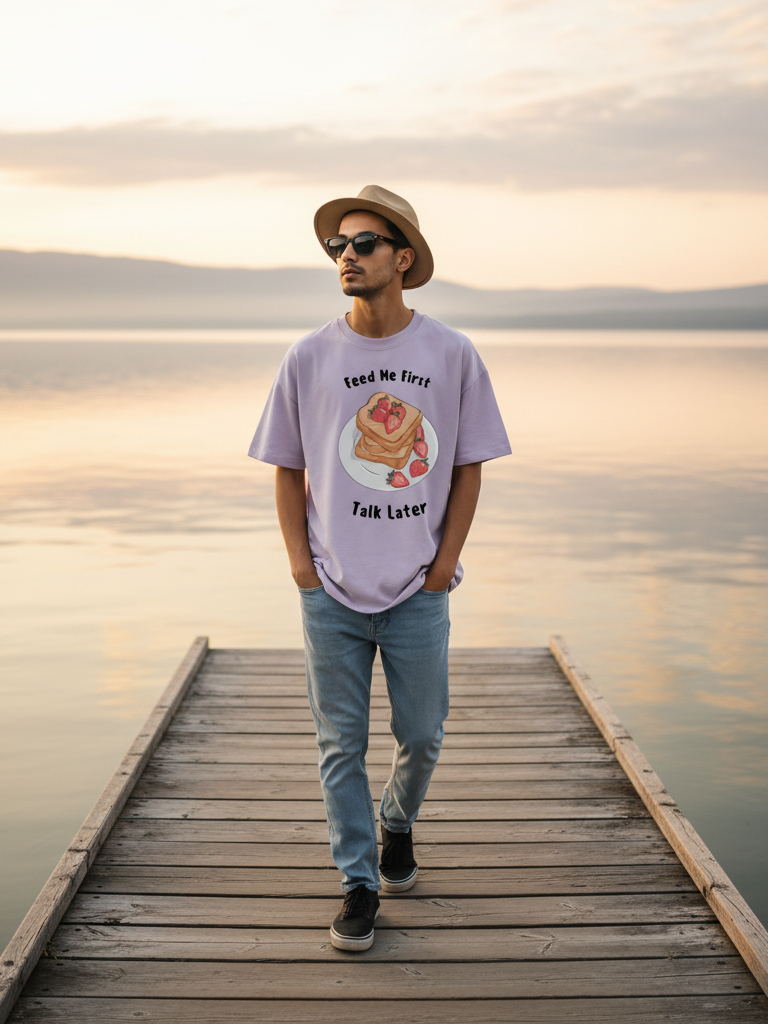 Unisex Lavender Foodie Terry Cotton Oversized T-shirt