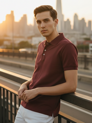 Men's Maroon Polo Half Sleeve T-shirt