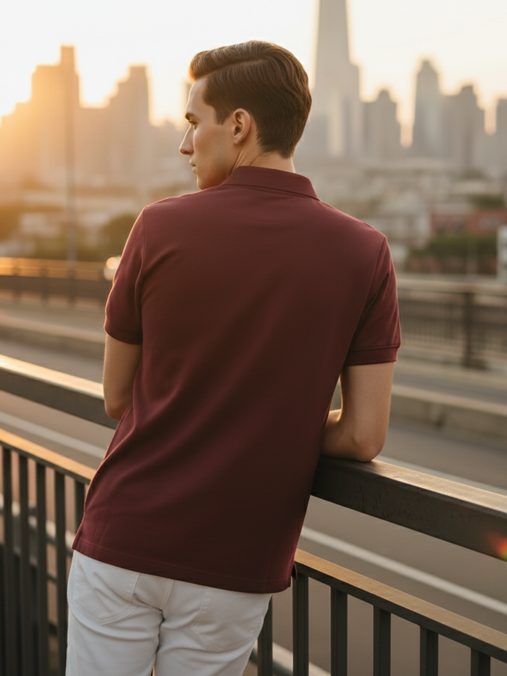 Men's Maroon Polo Half Sleeve T-shirt