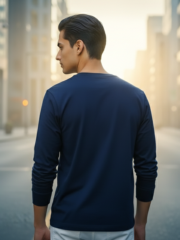 Men's Plain Navy Blue Sweatshirt