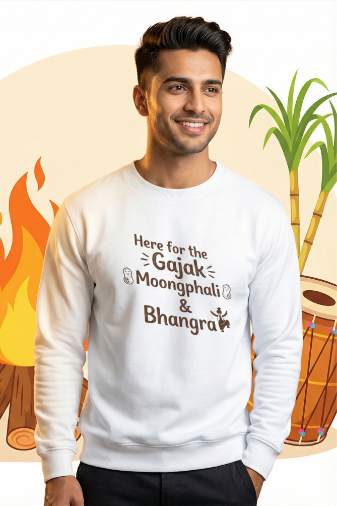 Men's White Gajak, Moongphali & Bhangra – Cotton Sweatshirt