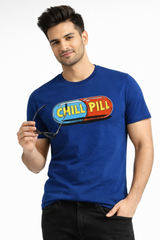 Men's Chill Pill – Graphic Classic Crew Blue T-Shirt