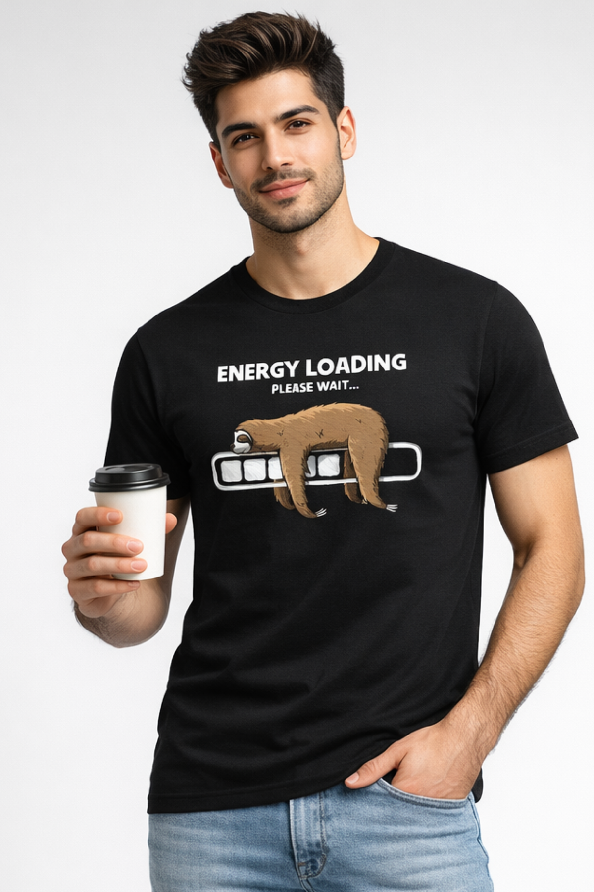 Men's Energy Loading – Funny Sloth Classic Crew T-Shirt