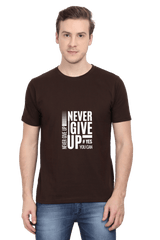 Men's Round Neck Half Sleeve Never Give Up T-Shirt