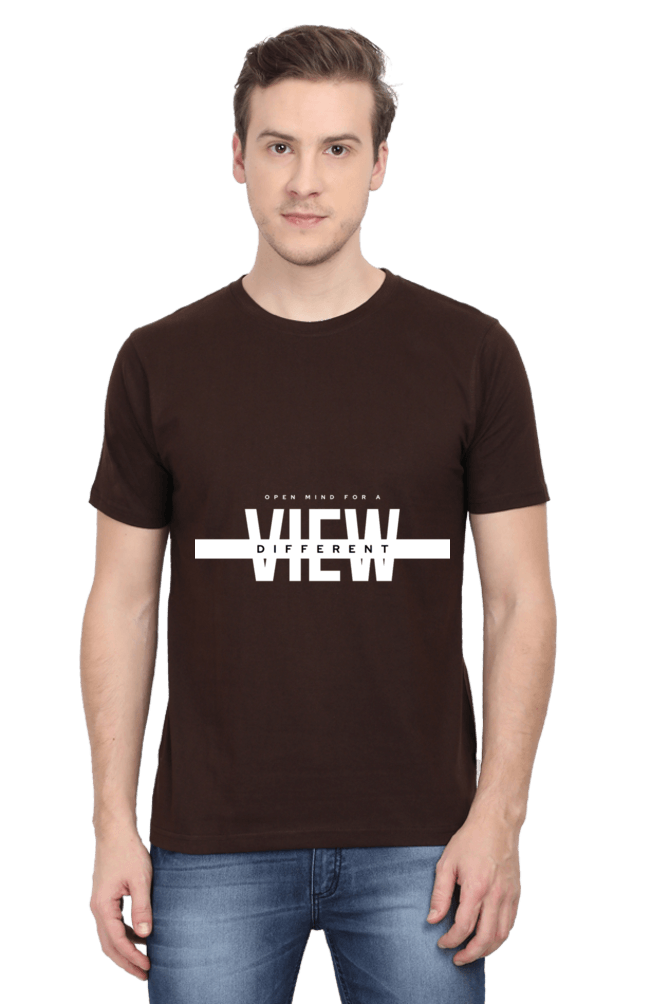 Men's Round Neck Half Sleeve Different View T-Shirt