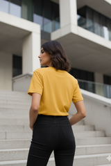 Women's "Drapelet Fashion" Graphic Golden Yellow T-Shirt