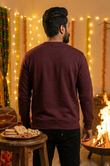 Men's Maroon Bonfire & Chill – Lohri Edition Cotton Sweatshirt