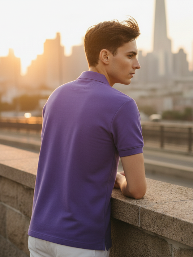 Men's Purple Polo Half Sleeve T-shirt