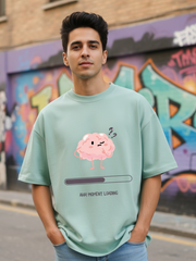 Unisex Jade Funny Thinking Brain Terry Cotton Oversized T-shirt
