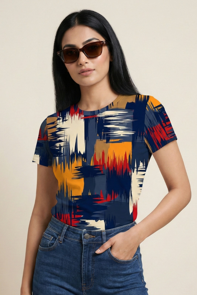 Women’s Modern Abstract Blocks All-Over Print (AOP) T-Shirt
