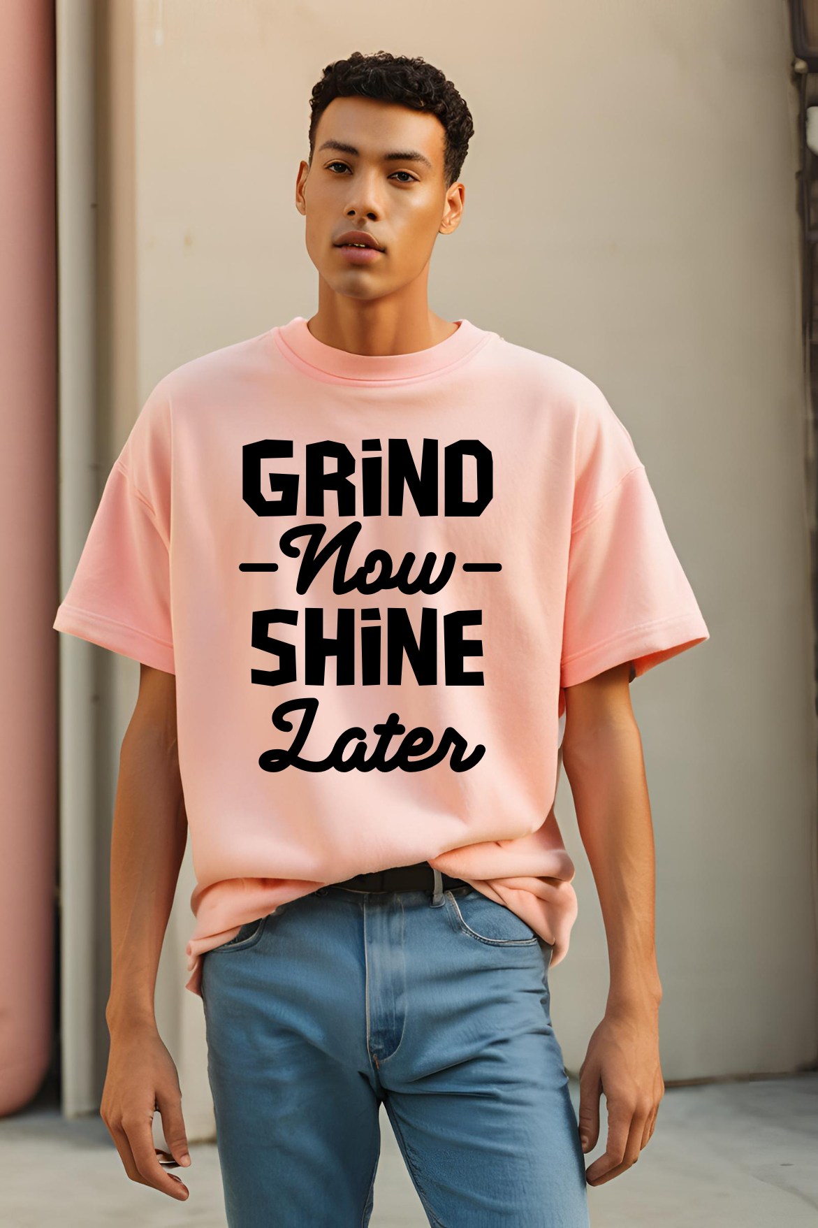 Unisex Shine Later Typography Terry Cotton Oversized T-shirt