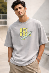 Men's Hey Boy Skateboard Graphic Oversized T-Shirt